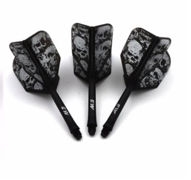 Cuesoul Rost AK5 Integrated Dart Shaft- Standard- Black with White Skulls